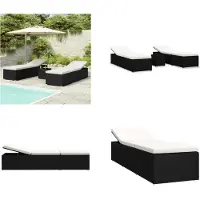 vidaXL 3 tlg. Garten Sonnenliegen mit Teetisch Poly Rattan Schwarz - Sonnenliege - Sonnenliegen - Sonnenliegen-Set - Sonnenliegen-Sets