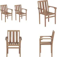 vidaXL Stapelbare Gartenstühle 2 Stk. Massivholz Teak - Stapelbarer Stuhl - Stapelbare Stühle - Gartenstuhl - Gartenstühle