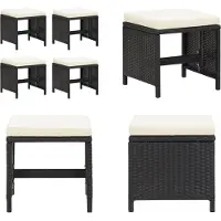 vidaXL Gartenhocker 4 Stk. mit Sitzkissen Poly Rattan Schwarz - Fußhocker - Fußbank - Fußbänke - Fußstütze
