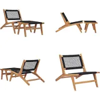 vidaXL Sonnenliege mit Fußablage Massivholz Teak und Seil - Sonnenliege - Sonnenliegen - Gartenstuhl - Gartenstühle