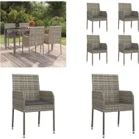 vidaXL Gartenstühle mit Kissen 4 Stk. Poly Rattan Grau - Gartenstuhl - Gartenstühle - Gartenmöbel - Outdoor Möbel