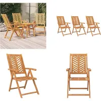 vidaXL Gartenstühle Verstellbar 3 Stk. Massivholz Akazie - Verstellbarer Gartenstuhl - Verstellbare Gartenstühle - Gartenmöbel - Outdoor-Möbel