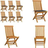 vidaXL Gartenstühle mit Anthrazit Kissen 6 Stk. Massivholz Teak - Gartenstuhl - Gartenstühle - Holz-Gartenstuhl - Holz-Gartenstühle