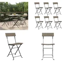 vidaXL Bistrostühle 6 Stk. Klappbar Grau Poly Rattan und Stahl - Klappbarer Bistrostuhl - Klappbare Bistrostühle - Gartenmöbel - Outdoor Möbel