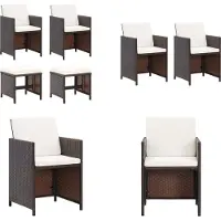 vidaXL 4 tlg. Gartenstuhl und Hocker Set Poly Rattan Braun - Gartenstuhl Und Hocker - Gartenstühle Und Hocker - Gartenstuhl - Gartenstühle