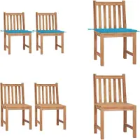 vidaXL Gartenstühle 2 Stk. mit Kissen Massivholz Teak - Gartenstuhl - Gartenstühle - Holz-Gartenstuhl - Holz-Gartenstühle