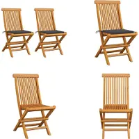 vidaXL Gartenstühle mit Anthrazit Kissen 2 Stk. Massivholz Teak - Gartenstuhl - Gartenstühle - Holz-Gartenstuhl - Holz-Gartenstühle