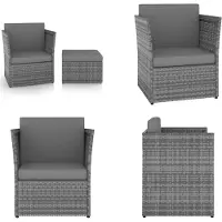 vidaXL Gartensessel mit Hocker Poly Rattan Anthrazit - Gartenstuhl - Gartenstühle - Outdoor-Stuhl - Outdoor-Stühle