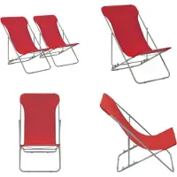 vidaXL Klappbare Strandstühle 2 Stk. Stahl und Oxford Gewebe Rot - Strandstuhl - Strandstühle - Liegestuhl - Liegestühle