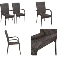 vidaXL Stapelbare Gartenstühle 2 Stk. Poly Rattan Braun - Gartenstuhl - Gartenstühle - Stapelstuhl Garten - Stapelstühle Garten