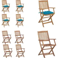 vidaXL Klappbare Gartenstühle 4 Stk. mit Kissen Massivholz Akazie - Gartenstuhl - Gartenstühle - Gartensessel - Klappstuhl