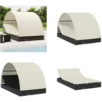 vidaXL Sonnenliege für 2 Personen mit Runddach Schwarz 211x112x140 cm - Sonnenliege - Sonnenliegen - Sonnenbett - Tagesbett