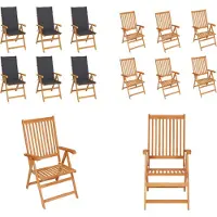 vidaXL Gartenstühle 6 Stk. mit Anthrazit Kissen Massivholz Teak - Gartenstuhl - Gartenstühle - Gartensessel - Klappstuhl