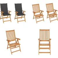 vidaXL Gartenstühle 2 Stk. mit Anthrazit Kissen Massivholz Teak - Gartenstuhl - Gartenstühle - Gartensessel - Klappstuhl