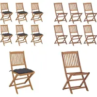 vidaXL Klappbare Gartenstühle 6 Stk. mit Kissen Massivholz Akazie - Gartenstuhl - Gartenstühle - Klappstuhl - Klappstühle