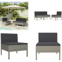 vidaXL Gartenstühle 3 Stk. mit Auflagen Poly Rattan Grau - Gartenstuhl - Gartenstühle - Outdoor-Stuhl - Outdoor-Stühle