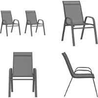 vidaXL Stapelbare Gartenstühle 2 Stk. Grau Textilene - Stapelbarer Gartenstuhl - Stapelbare Stühle - Gartenmöbel - Gartenstuhl