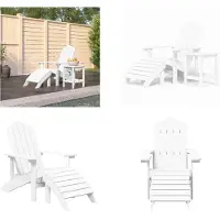 vidaXL Adirondack Gartenstuhl mit Hocker & Tisch HDPE Weiß - Gartenstuhl - Gartenstühle - Outdoor Stuhl - Gartensessel