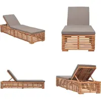 vidaXL Sonnenliege mit Dunkelgrauem Kissen Teak Massivholz - Sonnenliege - Sonnenliegen - Holz-Sonnenliege - Holz-Sonnenliegen