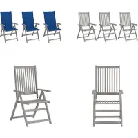 vidaXL Verstellbare Gartenstühle 3 Stk. mit Auflagen Massivholz Akazie - Gartenstuhl - Gartenstühle - Stuhl - Stühle