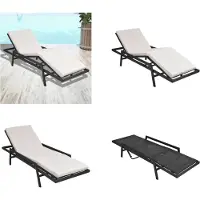 vidaXL Sonnenliege mit Auflage Poly Rattan Schwarz - Gartenliege - Gartenliegen - Sonnenliege - Sonnenliegen