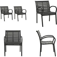 vidaXL Gartenstühle 2 Stk. Stahl und WPC Schwarz - Gartenstuhl - Gartenstühle - Stuhl - Stühle