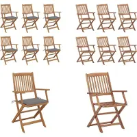 vidaXL Klappbare Gartenstühle 6 Stk. mit Kissen Massivholz Akazie - Gartenstuhl - Gartenstühle - Gartensessel - Klappstuhl