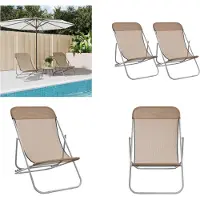 vidaXL Strandstühle 2 Stk. Taupe Textilene & Pulverbeschichteter Stahl - Strandstuhl - Strandstühle - Liegestuhl - Garten Liegestuhl