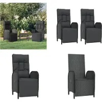 vidaXL Garten Relaxsessel mit Kissen 2 Stk. Poly Rattan Schwarz - Outdoor Relaxsessel - Garten Relaxsessel - Gartenstuhl - Gartensessel