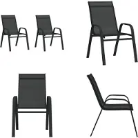 vidaXL Stapelbare Gartenstühle 2 Stk. Schwarz Textilene - Stapelbarer Gartenstuhl - Stapelbare Stühle - Gartenmöbel - Gartenstuhl