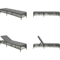 vidaXL Sonnenliege mit Auflage Poly Rattan Grau - Sonnenliege - Sonnenliegen - Rattanliege - Rattanliegen