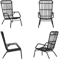 vidaXL Gartenstuhl Poly Rattan Schwarz - Gartenstuhl - Gartenstühle - Stuhl - Stühle