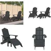 vidaXL Adirondack Gartenstühle 2 Stk. mit Hockern HDPE Weiß - Gartenstuhl - Gartenstühle - Outdoor Stuhl - Gartensessel