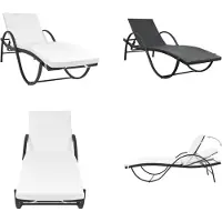 vidaXL Sonnenliege mit Auflage Poly Rattan Schwarz - Sonnenliege - Sonnenliegen - Liegestuhl - Liegestühle