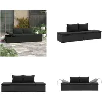 vidaXL Sonnenliege mit Auflage Poly Rattan Schwarz - Sonnenbett - Sonnenbetten - Sonnenliege - Sonnenliegen