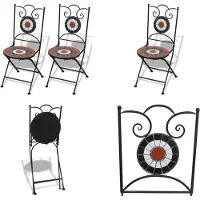 vidaXL Bistrostühle Klappbar 2 Stk. Keramik Terrakottafarben und Weiß - Gartenstuhl - Gartenstühle - Outdoor-Stuhl - Outdoor-Stühle