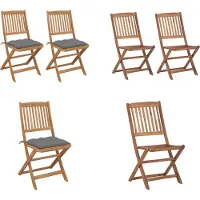 vidaXL Klappbare Gartenstühle 2 Stk. mit Kissen Massivholz Akazie - Gartenstuhl - Gartenstühle - Klappstuhl - Klappstühle