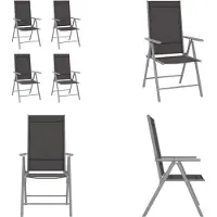 vidaXL Gartenstühle Klappbar 4 Stk. Textilene Schwarz - Gartenstuhl - Gartenstühle - Klappstuhl - Klappstühle