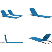 vidaXL Klappbare Strandmatte 2 Stk. Stahl und Stoff Blau - Strandmatte - Strandmatten - Strandmatte Mit Rückenlehnen - Strandmatten Mit Rückenlehnen