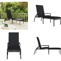 vidaXL Sonnenliege mit Fußhocker PE Rattan Grau - Sonnenliege - Sonnenliegen - Chaiselongue - Gartenstuhl