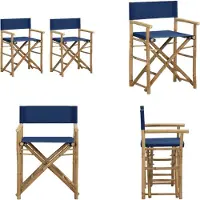 vidaXL Klappbare Regiestühle 2 Stk. Blau Bambus und Stoff - Regiestuhl - Regiestühle - Gartenstuhl - Gartenstühle