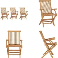 vidaXL Klappbare Gartenstühle 3 Stk. Massivholz Teak - Gartenstuhl - Gartenstühle - Holz Gartenstuhl - Holz Gartenstühle
