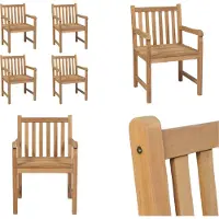 vidaXL Gartenstühle 4 Stk. Massivholz Teak - Gartenstuhl - Gartenstühle - Outdoor-Stuhl - Outdoor-Stühle