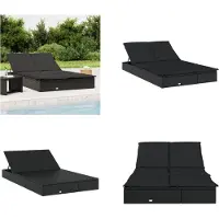vidaXL Sonnenliege für 2 Personen mit Auflage Schwarz Poly Rattan - Sonnenliege - Sonnenliegen - Sonnenbett - Tagesbett