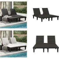 vidaXL Doppel Sonnenliege Schwarz 155x138x83 cm Polypropylen - Sonnenliege - Sonnenliegen - Sonnenbett - Tagesbett