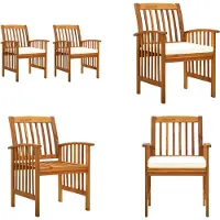 vidaXL Garten Essstühle 2 Stk. mit Kissen Massivholz Akazie - Garten-Essstuhl - Garten-Essstühle - Holz-Garten-Essstuhl - Holz-Garten-Essstühle