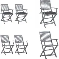vidaXL Klappbare Gartenstühle 2 Stk. mit Kissen Massivholz Akazie - Gartenstuhl - Gartenstühle - Holz Gartenstuhl - Holz Gartenstühle