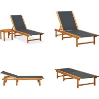 vidaXL Sonnenliege mit Tisch Massivholz Akazie und Textilene - Sonnenliege - Sonnenliegen - Liegestuhl - Liegestühle