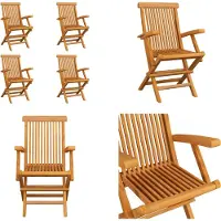 vidaXL Klappbare Gartenstühle 4 Stk. Massivholz Teak - Gartenstuhl - Gartenstühle - Gartenstuhl Holz - Gartenstuhl Massivholz
