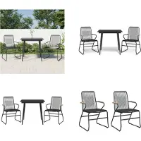 vidaXL 3 tlg. Garten Essgruppe Schwarz PVC Rattan - Garten Essgruppe - Garten Essgruppen - Essgruppe - Essgruppe Terrasse